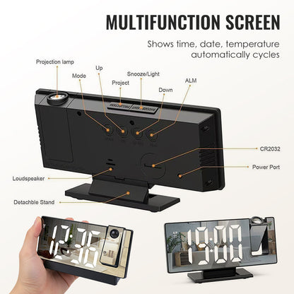 Budzik z lustrzanym wyświetlaczem LED