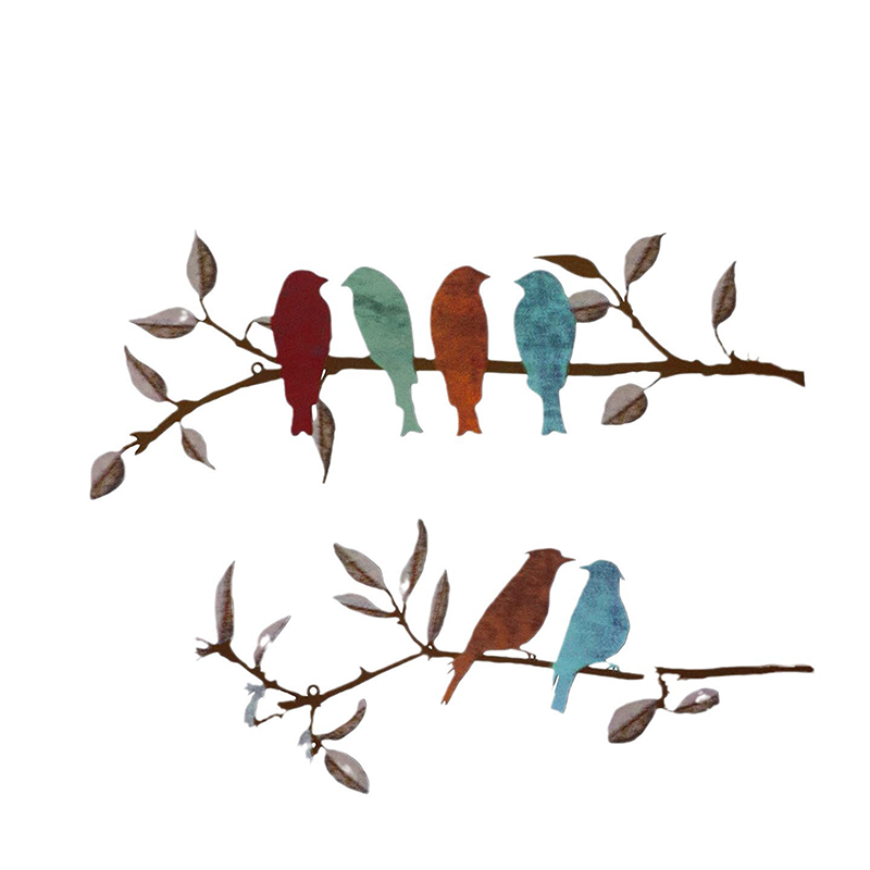 Delikatny zestaw metalowych ptaków do dekoracji ścian