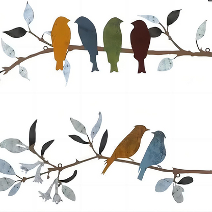 Delikatny zestaw metalowych ptaków do dekoracji ścian