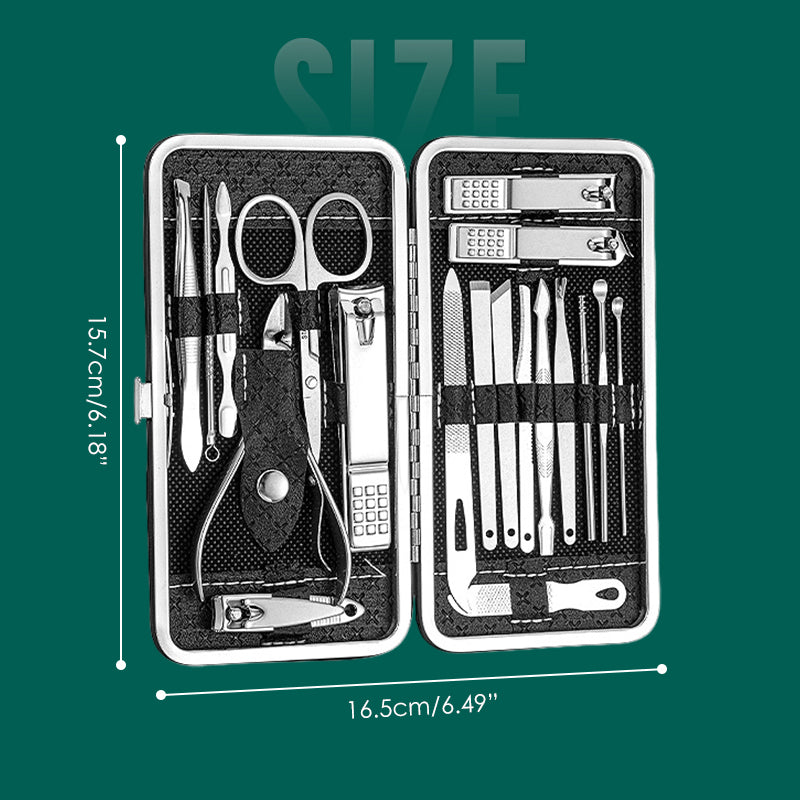 Zestawy do manicure ze stali nierdzewnej z etui z PU