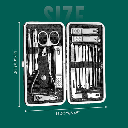 Zestawy do manicure ze stali nierdzewnej z etui z PU